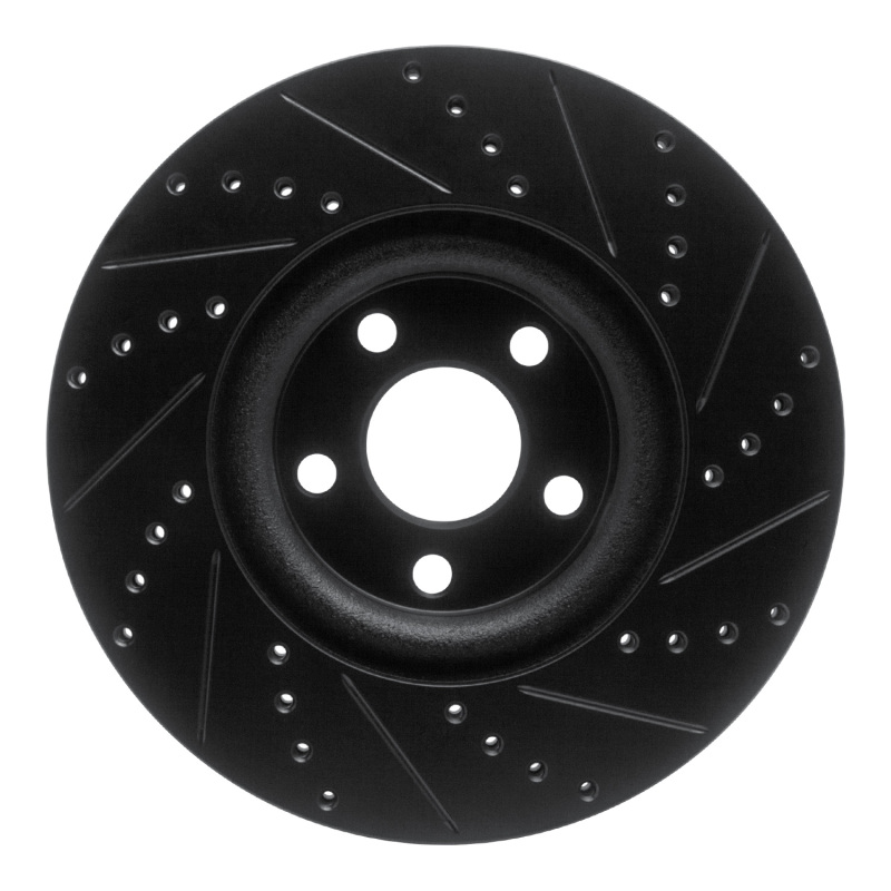 Lincoln MKZ Brake Rotor (1) - Front Left - R1 Concepts - Drilled & Slotted - Black - `17-`20